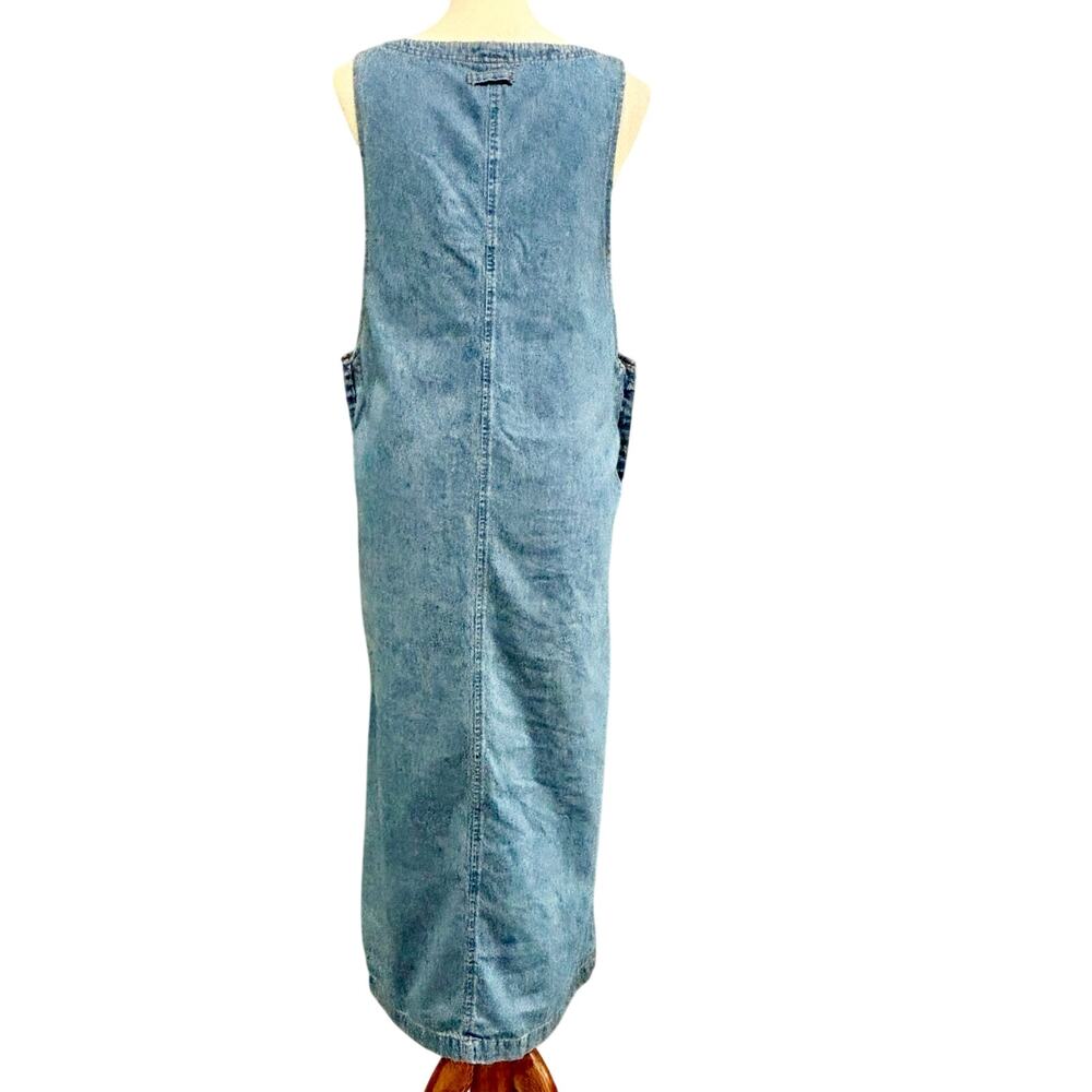 VTG 90s Denim Prairie Dress Trad Wife Alexandra Lee Embroidered Cottagecore Farm - Picture 6 of 8